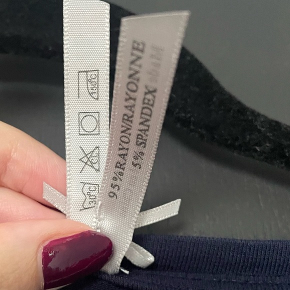 Navy and Red Stretchy Striped T-Shirt Dress - Size Medium - Picture 2 of 3